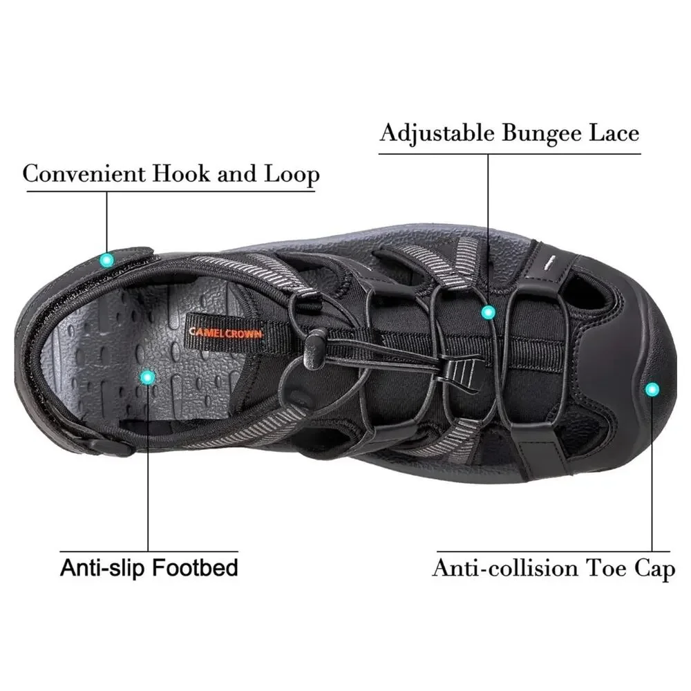 CAMEL CROWN Hiking Sandals, Men Waterproof Closed Toe Water Athletic, Black 8.5 - Picture 3 of 6